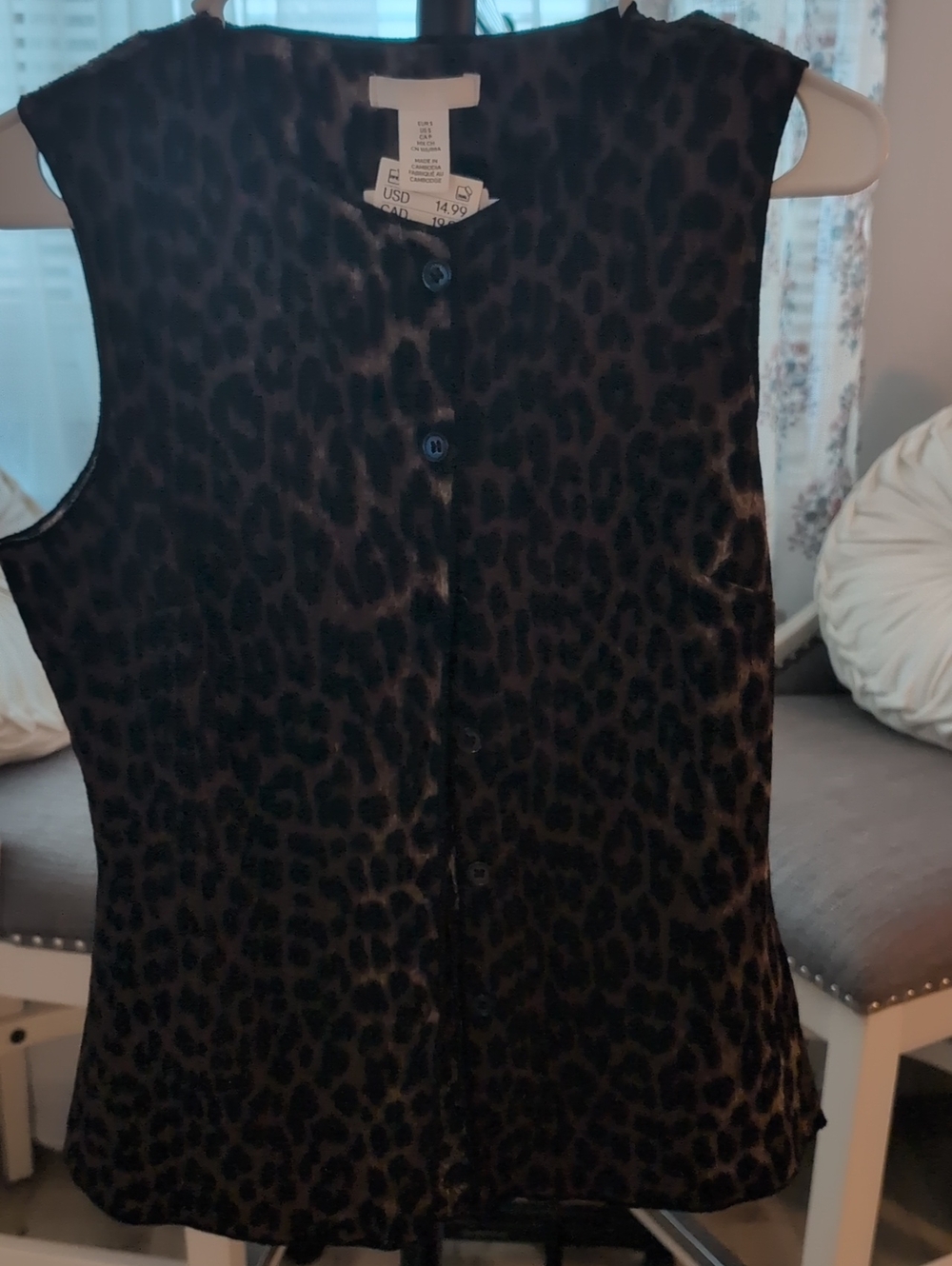 H&M Leopard Print Button-Front Dress - Black/Brown